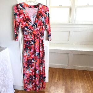 SOFT SURROUNDINGS Le Jardin Wrap Floral Maxi Dress Women’s Size Large